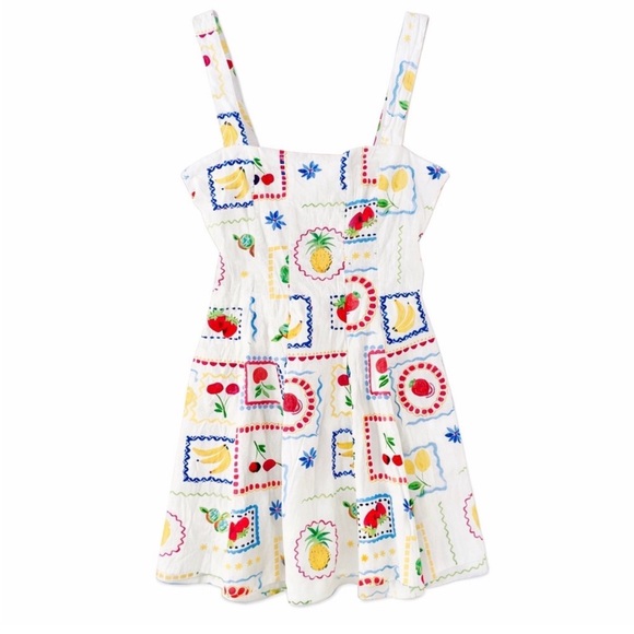 New Avec Les Filles Fruit-Print Flared Mini Dress - Picture 9 of 14